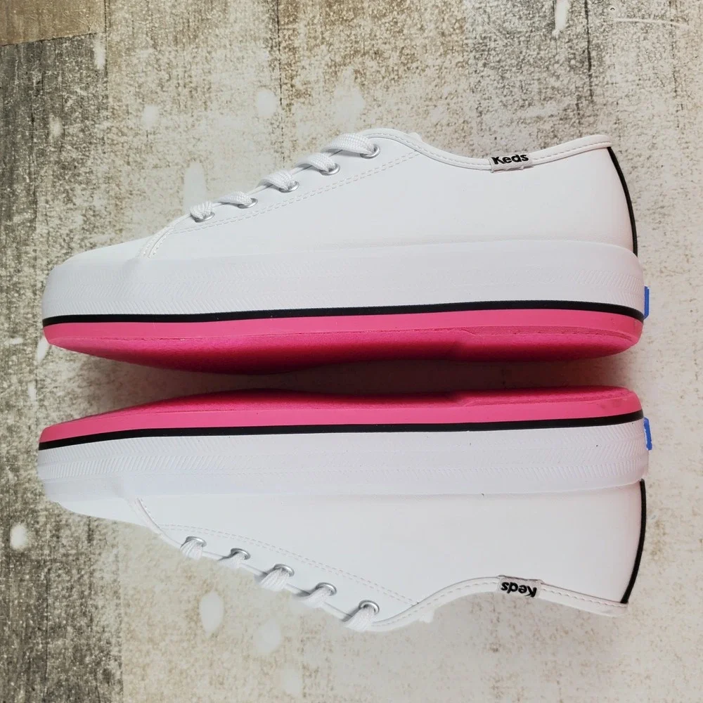 Keds Triple Up Girls Shoes Sz 3 White Foxing Strip Lace Up Platform Sneakers
